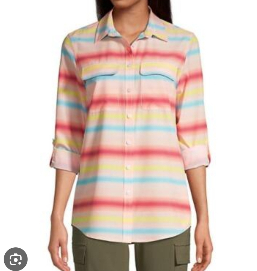 Land's End Pink Striped Quick Dry Commuter Tunic